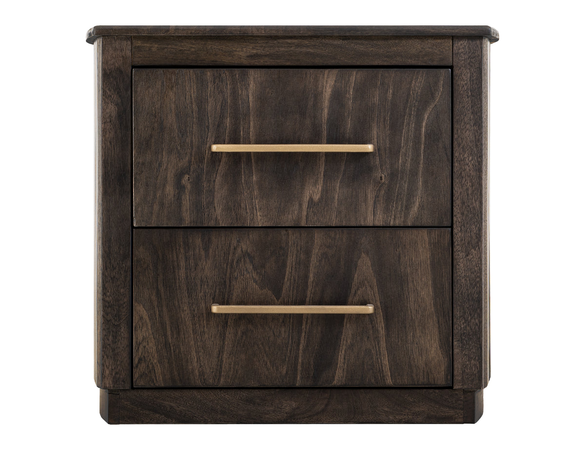 Dark Mezquite Nightstand, Black, 2 Drawer - IFD6632NTS
