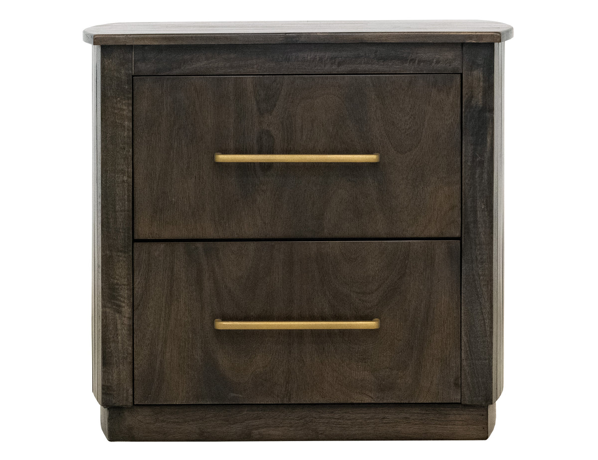 Dark Mezquite Nightstand, Black, 2 Drawer - IFD6632NTS
