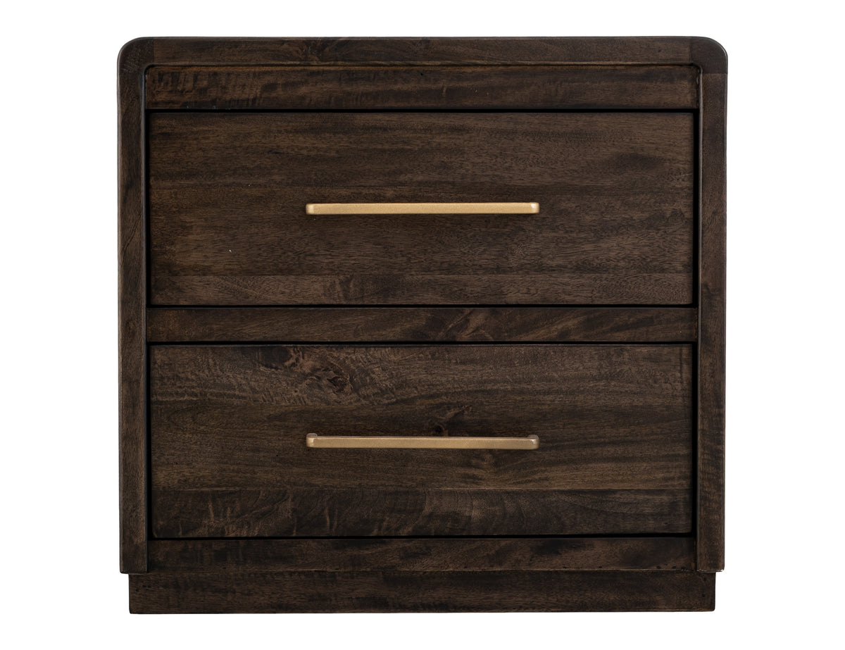 Dark Mezquite Nightstand, Black, 2 Drawer - IFD6631NTS