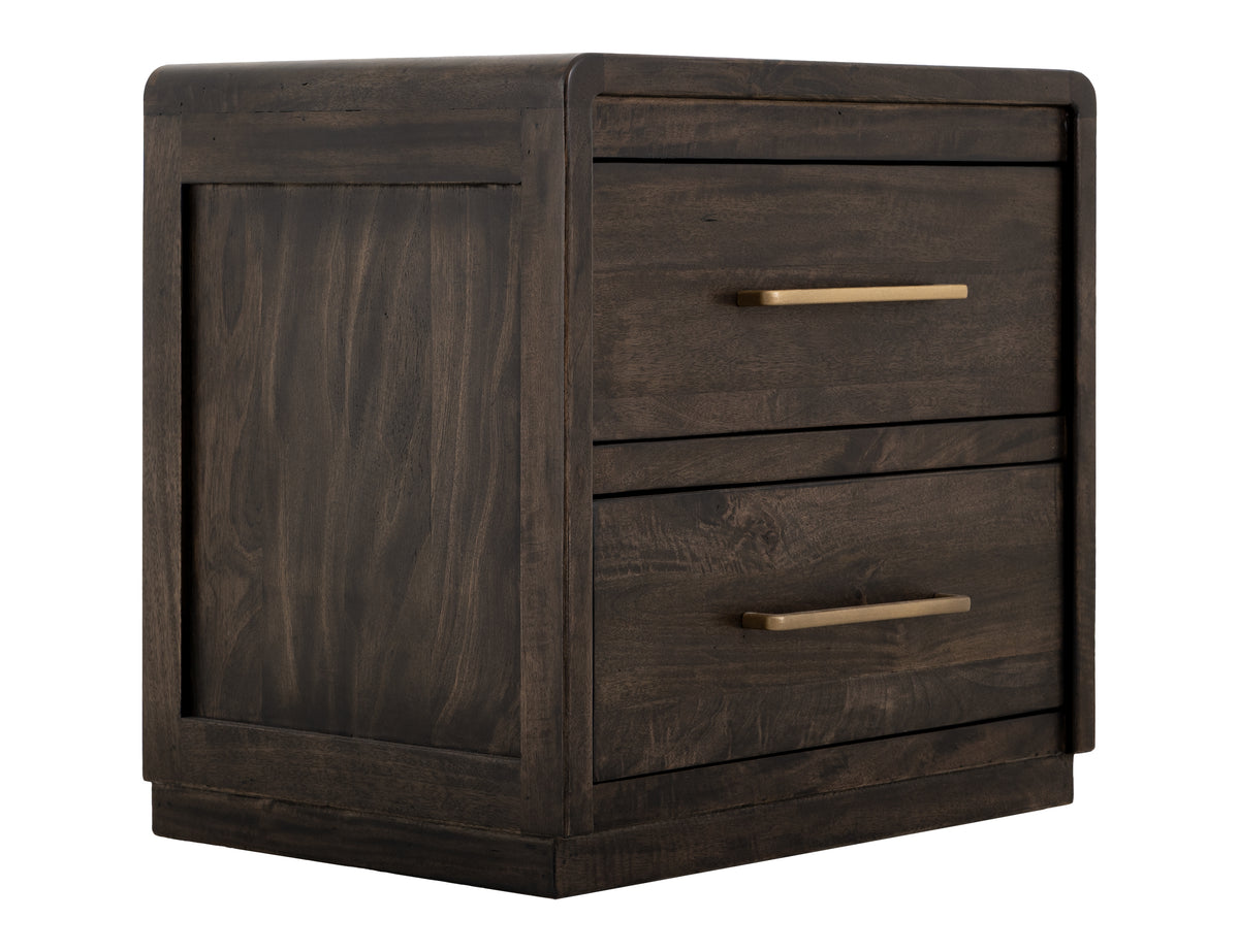 Dark Mezquite Nightstand, Black, 2 Drawer - IFD6631NTS