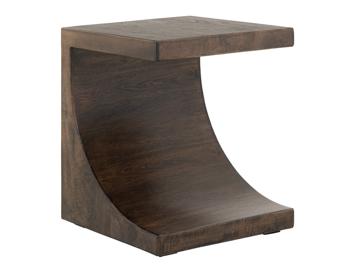 Dark Mezquite Chairside Table, Black, Wooden