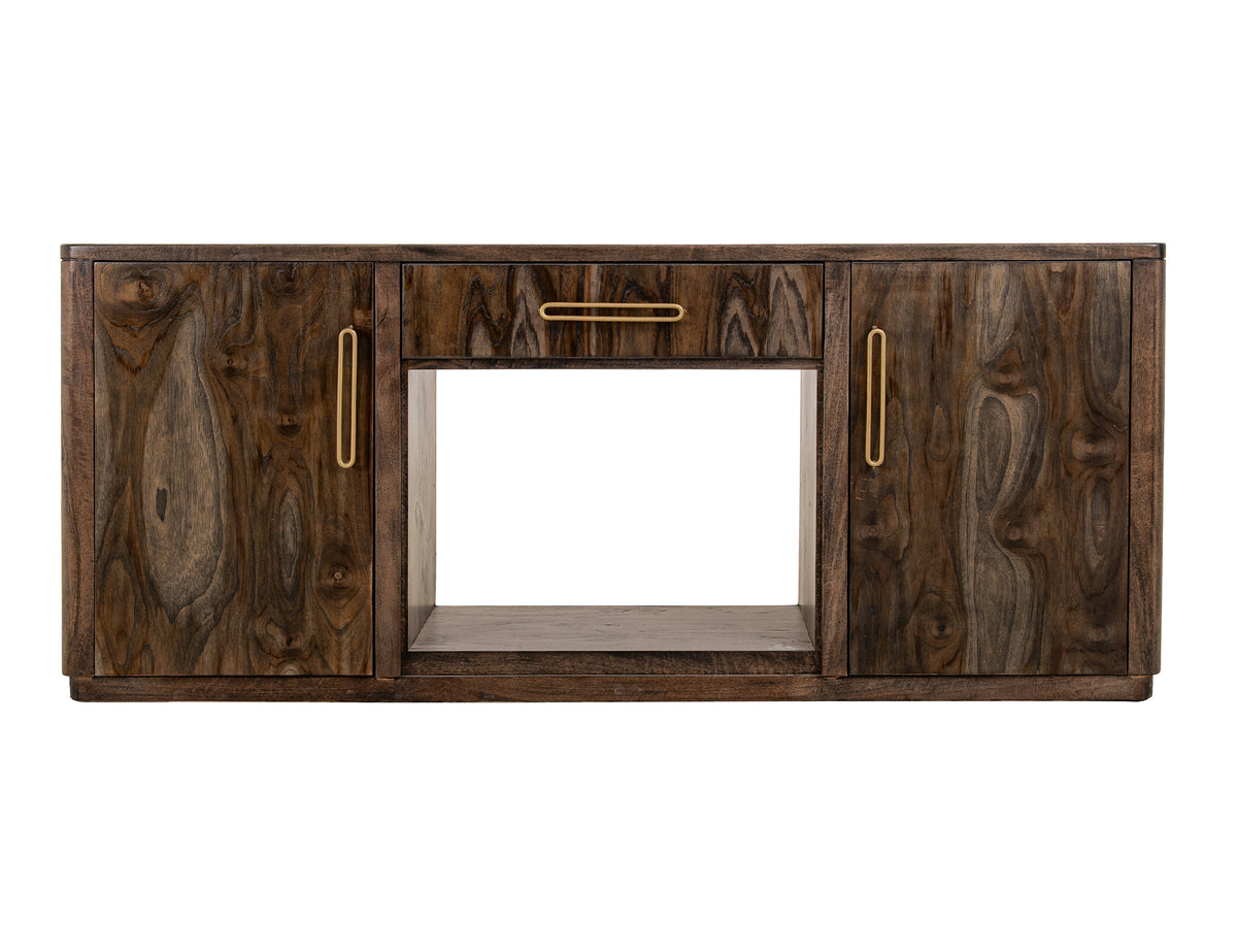 Black Balam TV Stand, Black, 1 Drawer & 2 Door, TV Stand for Fireplace