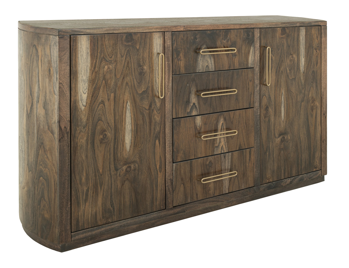 Black Balam Buffet, Black, 4 Drawer & 2 Door