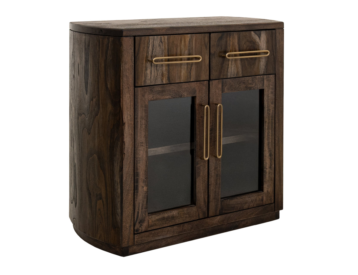 Black Balam Server, Black, 2 Drawer & 2 Glass Door