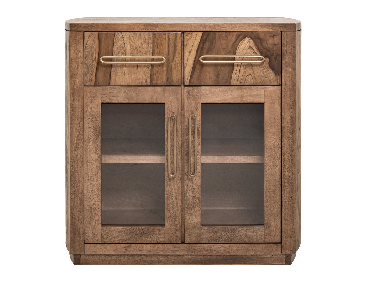 Balam Server, Brown, 2 Drawer & 2 Glass Door