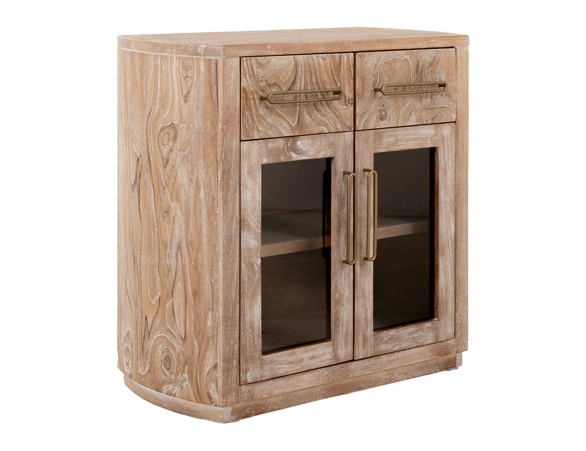 White Balam Server, White, 2 Drawer & 2 Glass Door