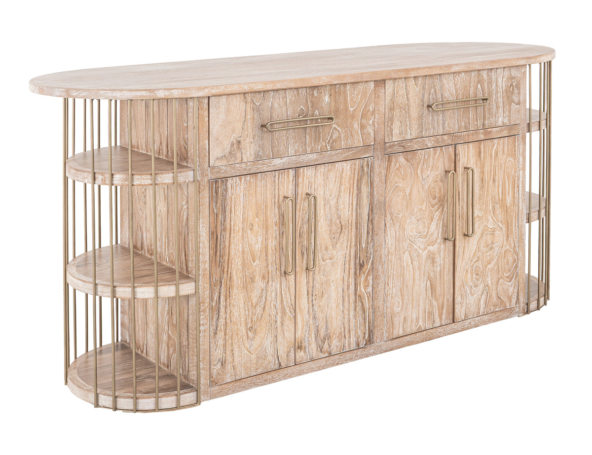 White Balam Kitchen Island, White, 2 Drawer & 4 Door, 6 Shelf