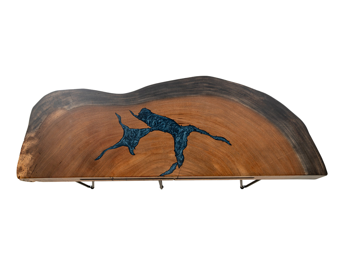 Parota Epoxy Sofa Table, Live Edge - IFD8351SFTBL