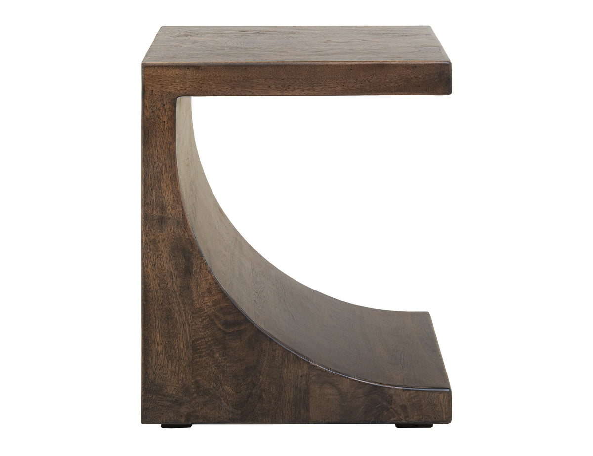 Dark Mezquite Chairside Table, Black, Wooden