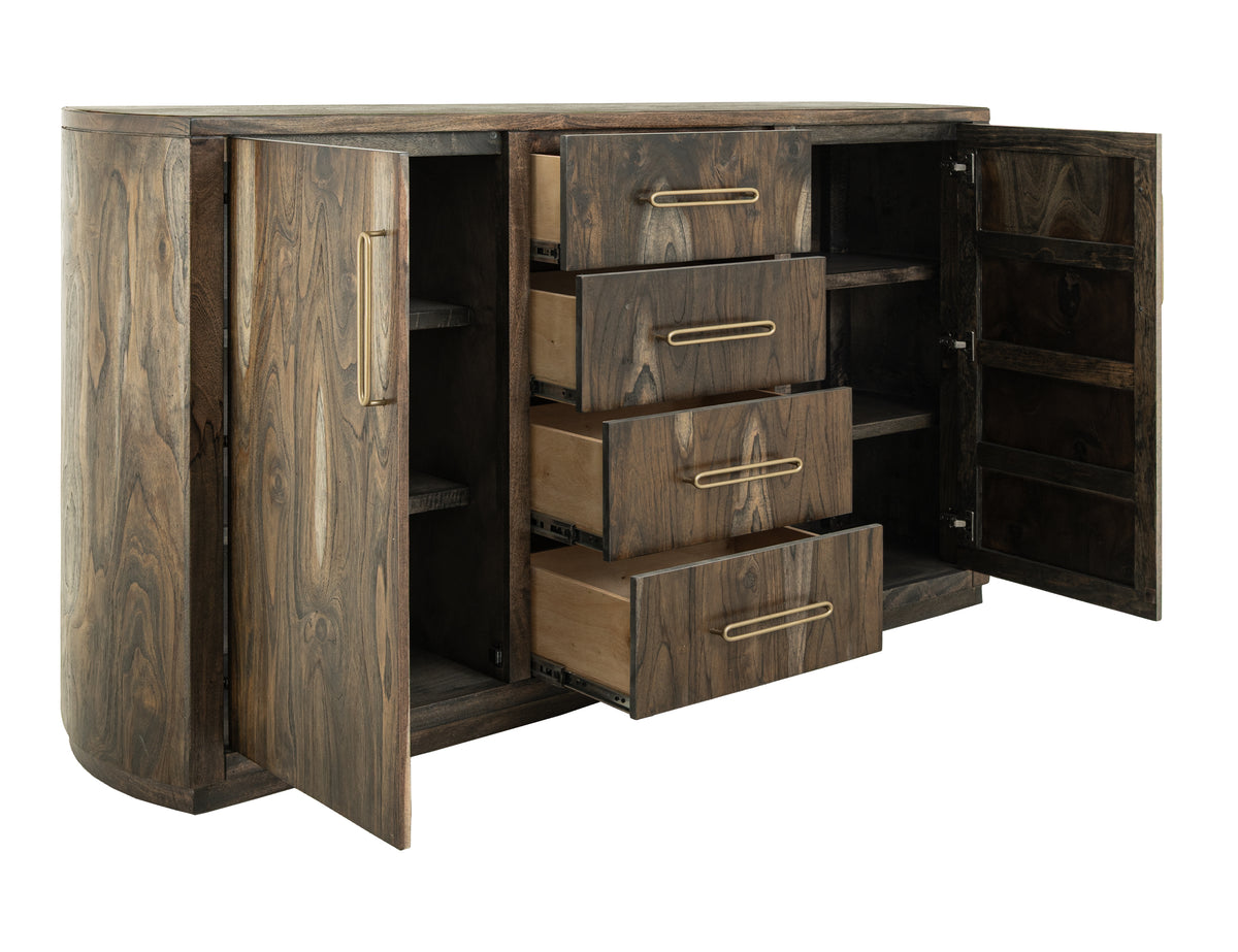 Black Balam Buffet, Black, 4 Drawer & 2 Door