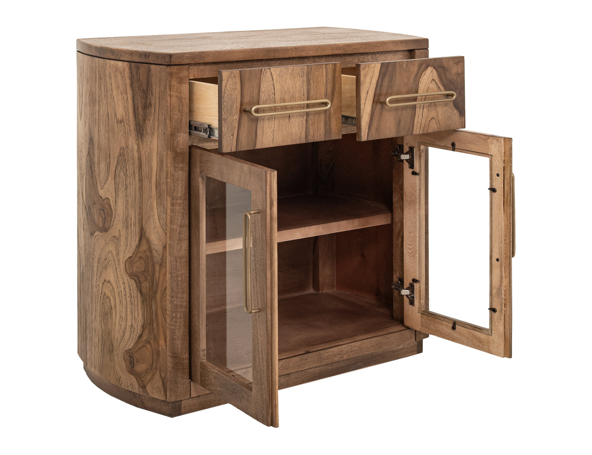 Balam Server, Brown, 2 Drawer & 2 Glass Door