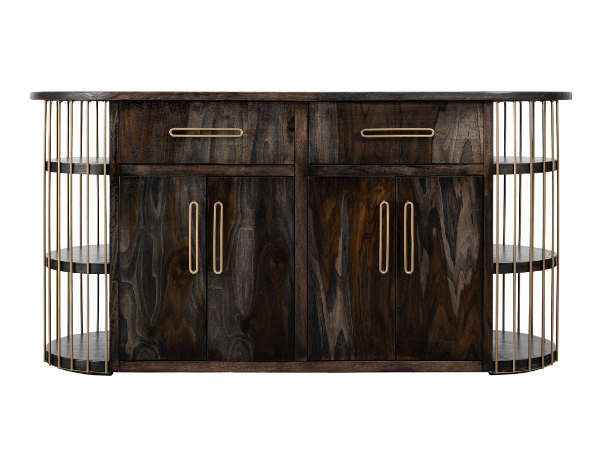 Black Balam Kitchen Island, Black, 2 Drawer & 4 Door, 6 Shelf