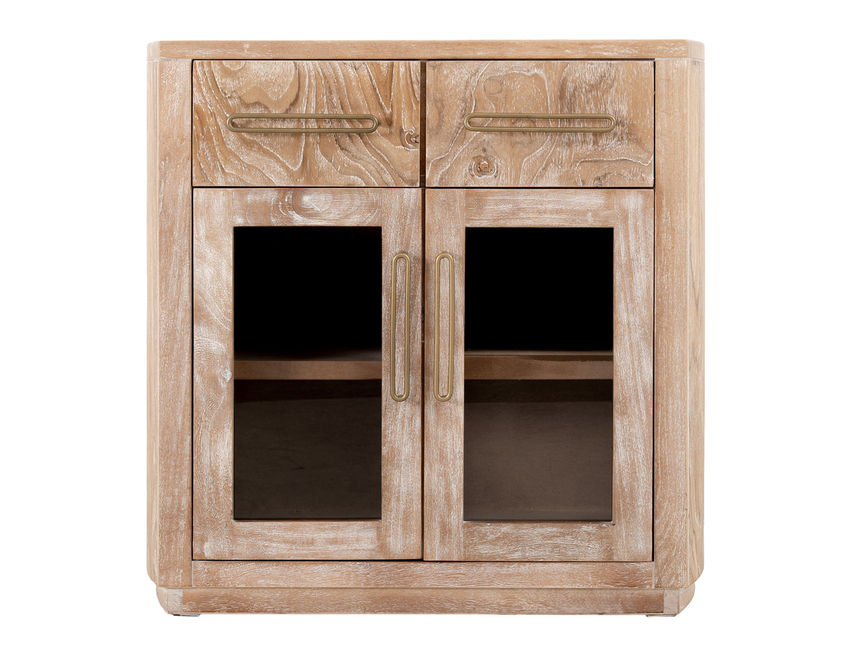White Balam Server, White, 2 Drawer & 2 Glass Door
