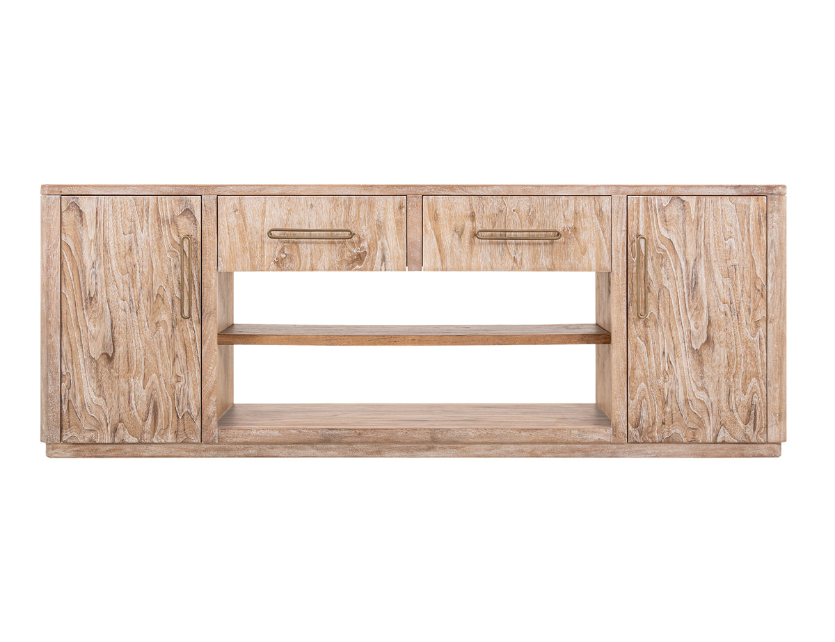 White Balam TV Stand for Fire Place, White, 2 Drawer & 2 Door TV Stand, 80" for Fireplace