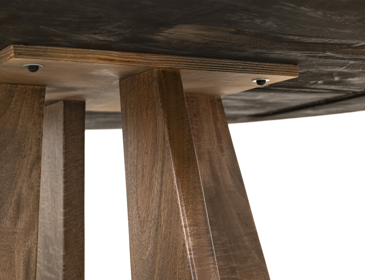 Zaphiro Round Table, Brown, Cross Table Base