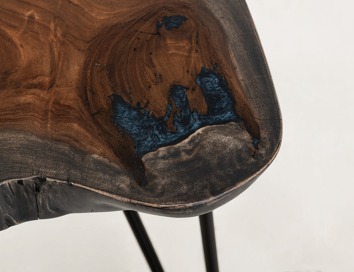 Parota Epoxy End Table, Live Edge - IFD8351ENDBL