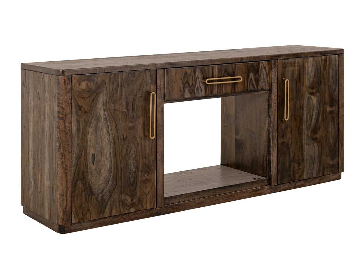Black Balam TV Stand, Black, 1 Drawer & 2 Door, TV Stand for Fireplace