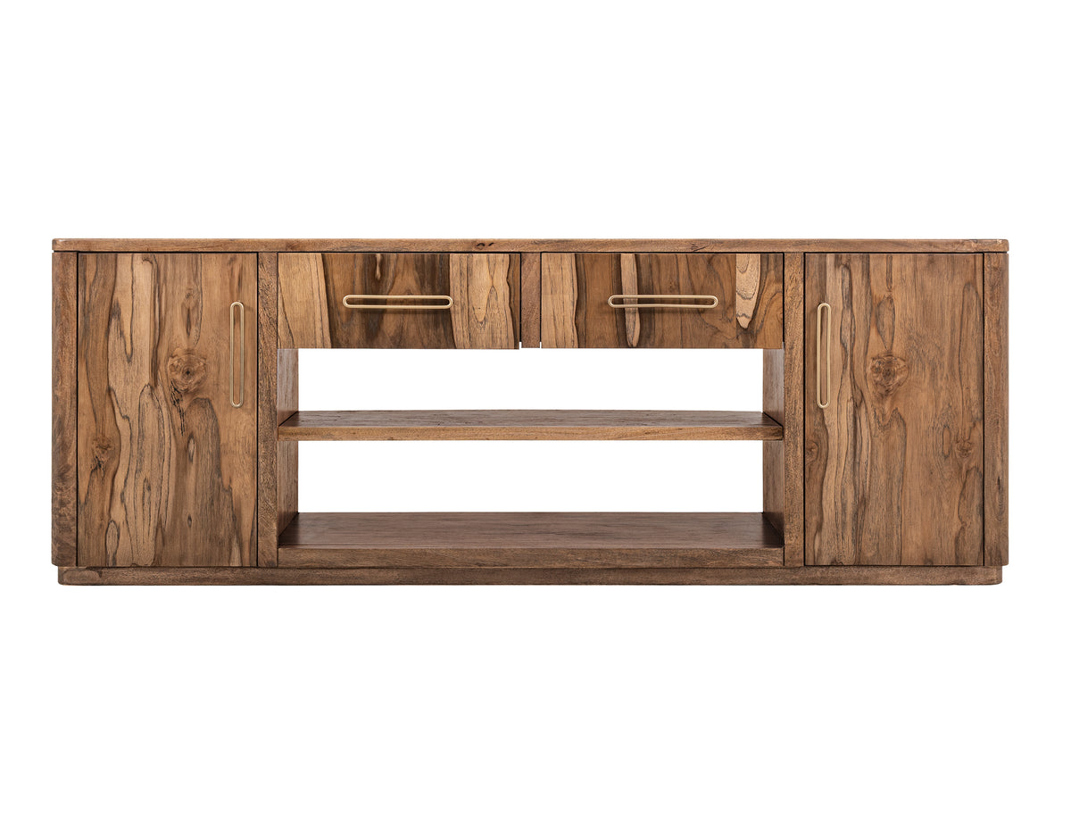 Balam TV Stand for Fire Place, Brown, 2 Drawer & 2 Door TV Stand, 80" for Fireplace
