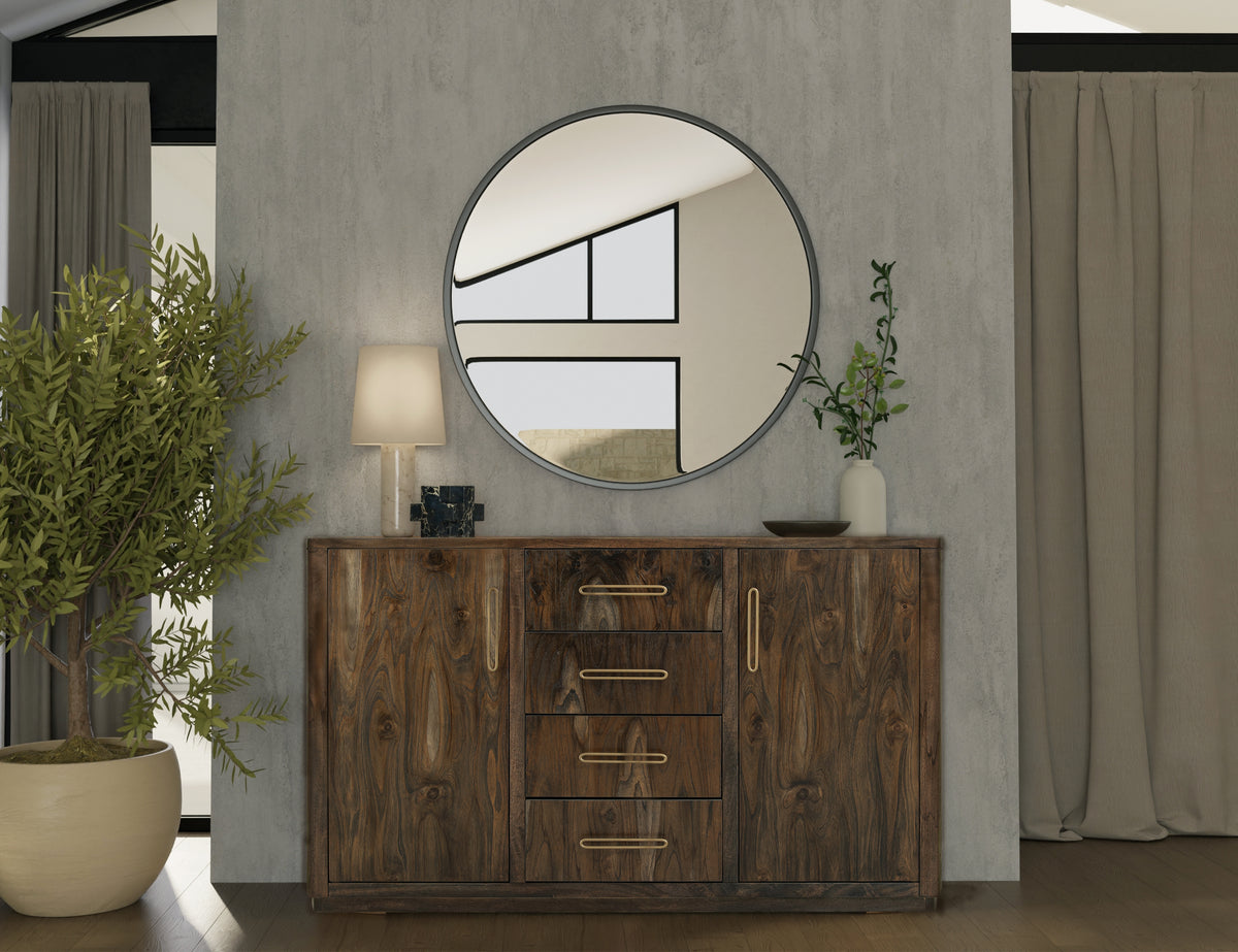 Black Balam Buffet, Black, 4 Drawer & 2 Door