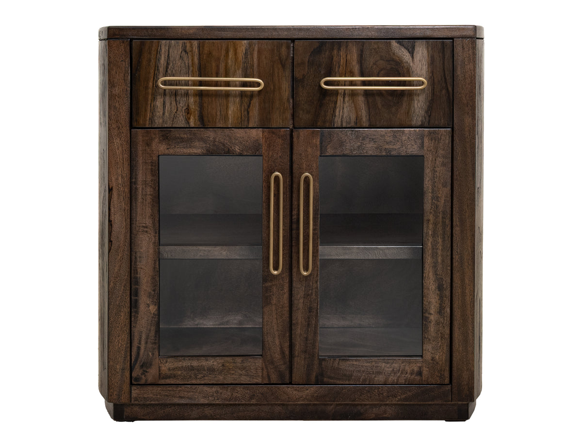 Black Balam Server, Black, 2 Drawer & 2 Glass Door
