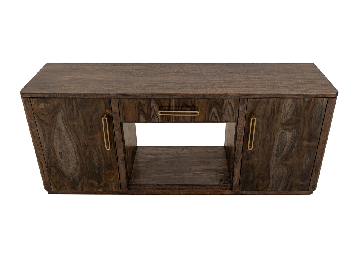Black Balam TV Stand, Black, 1 Drawer & 2 Door, TV Stand for Fireplace