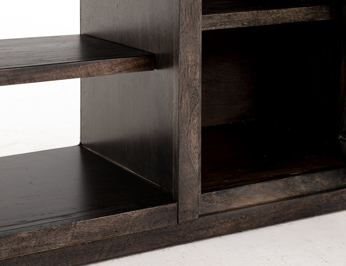 Black Balam TV Stand for Fire Place, Black, 2 Drawer & 2 Door TV Stand, 80" for Fireplace