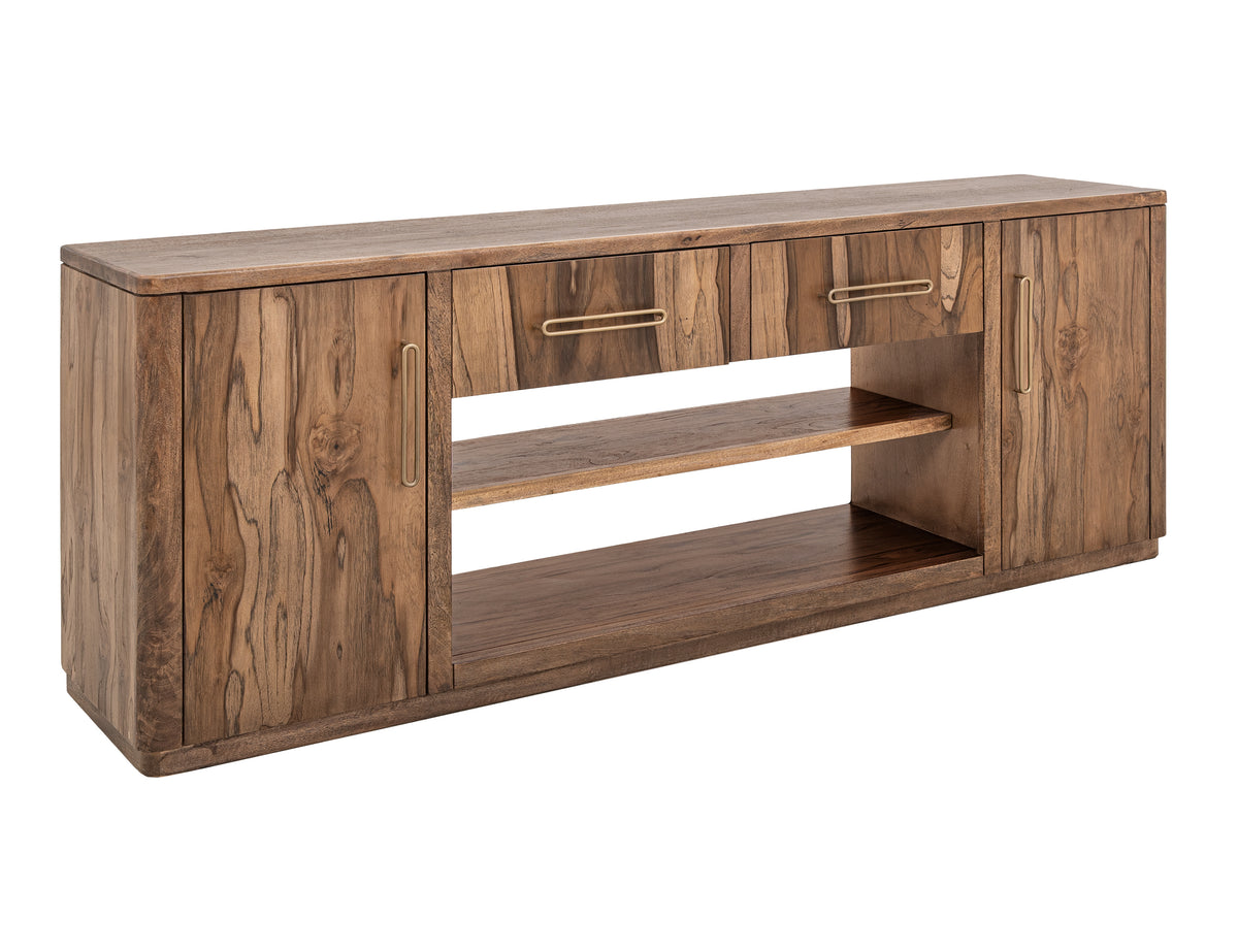 Balam TV Stand for Fire Place, Brown, 2 Drawer & 2 Door TV Stand, 80" for Fireplace