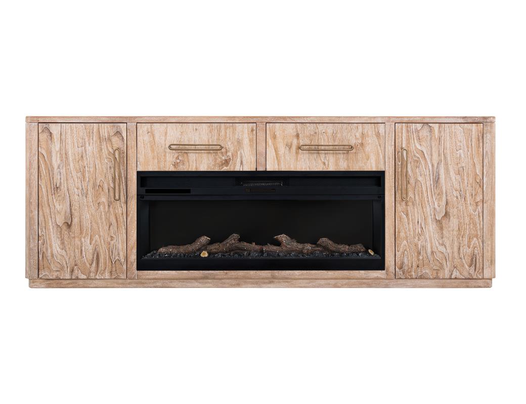 2 Drawer & 2 Door TV Stand, 80" with Electric Fireplace Insert