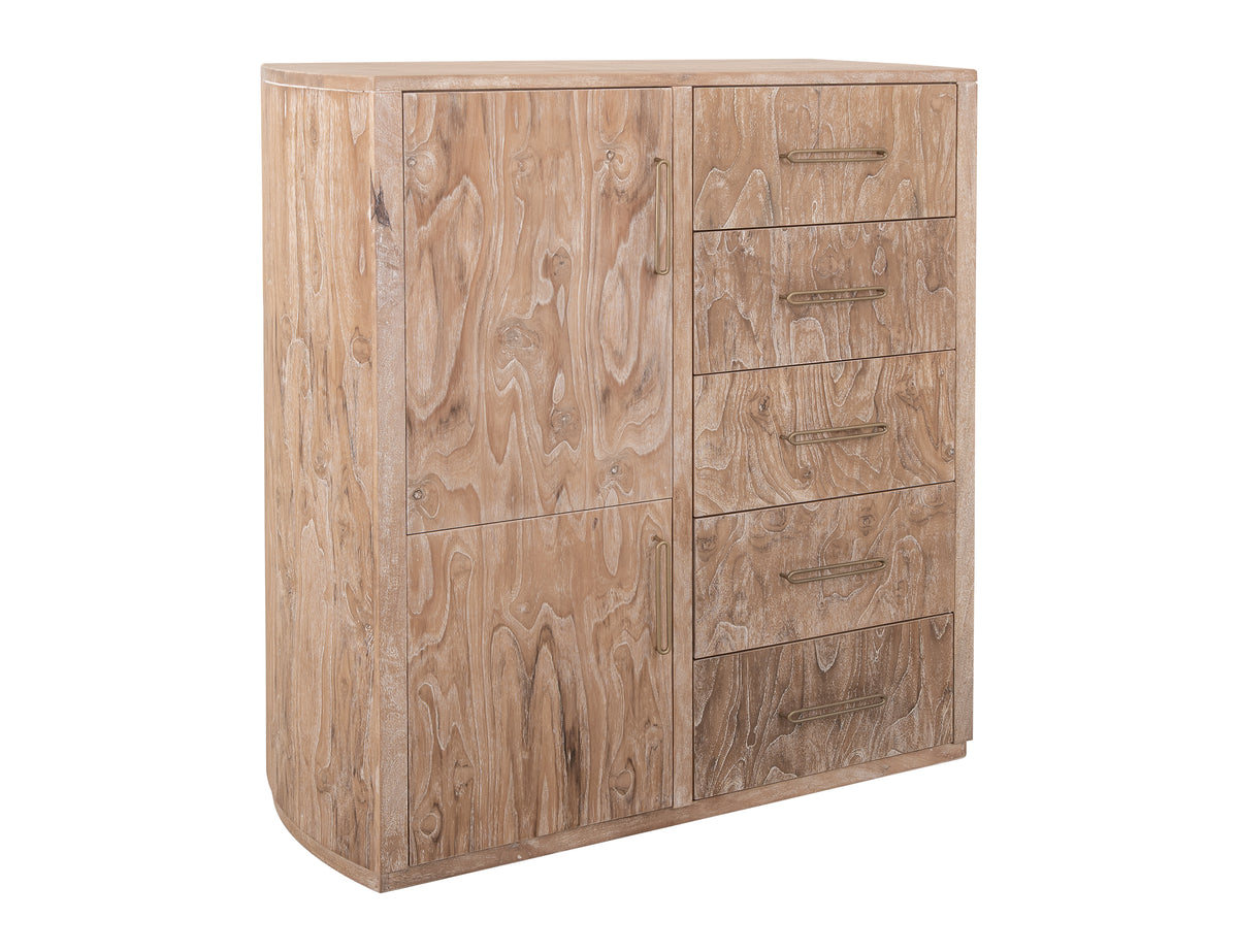 White Balam Gentleman Chest, White, 5 Drawer & 2 Door Gentleman's Chest