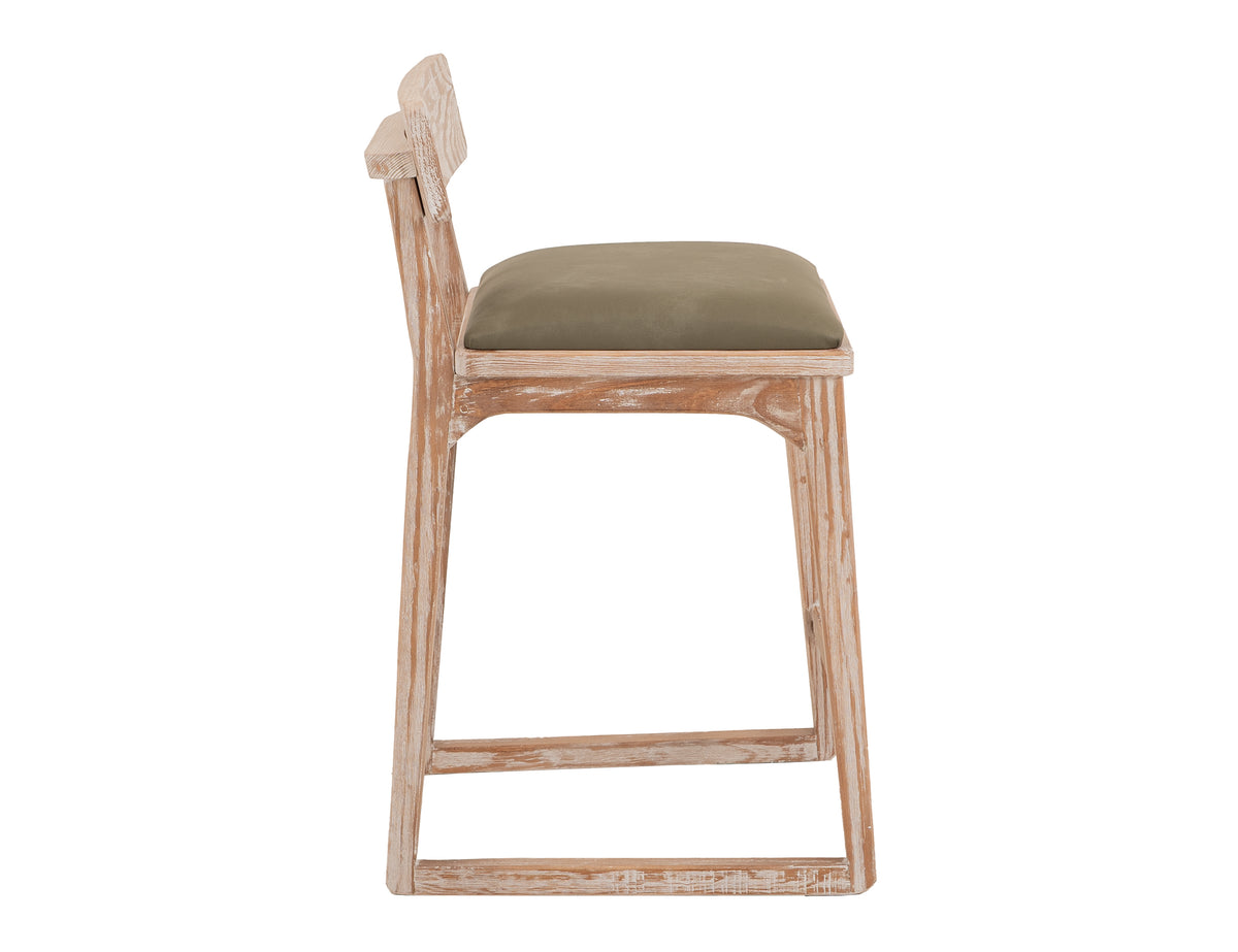 White Balam Upholstered Barstool, White, 30"