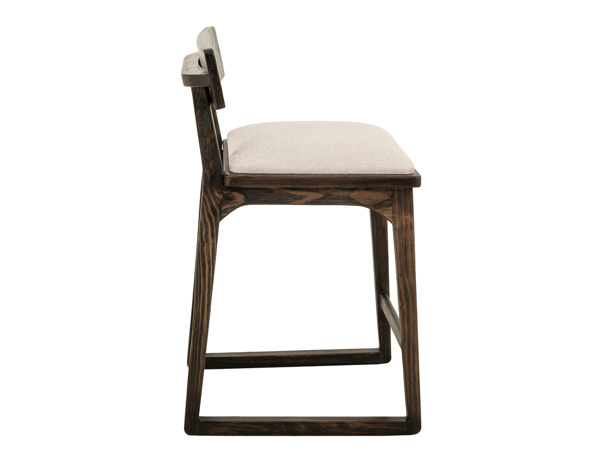 Black Balam Upholstered Barstool, Black, 24"