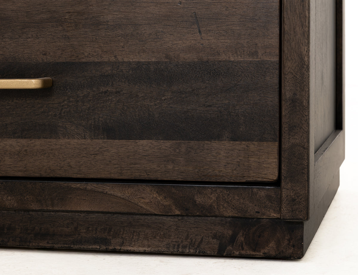 Dark Mezquite Nightstand, Black, 2 Drawer - IFD6631NTS