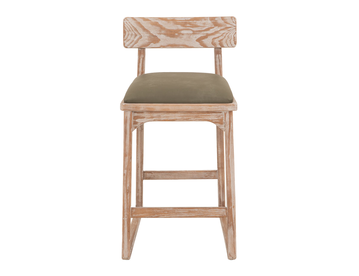 White Balam Upholstered Barstool, White, 30"