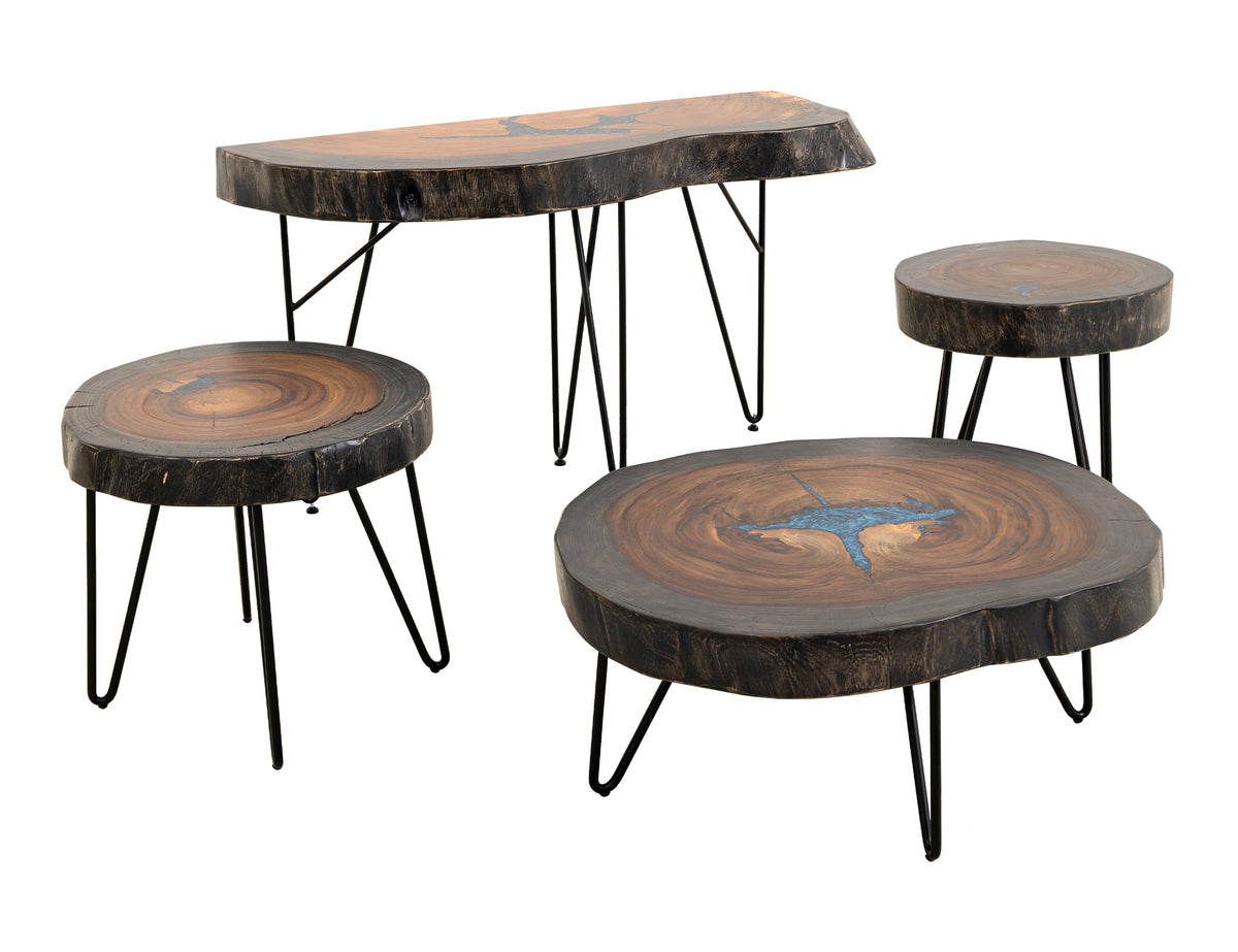 Parota Epoxy Cocktail Table, Live Edge - IFD8351CKTBL
