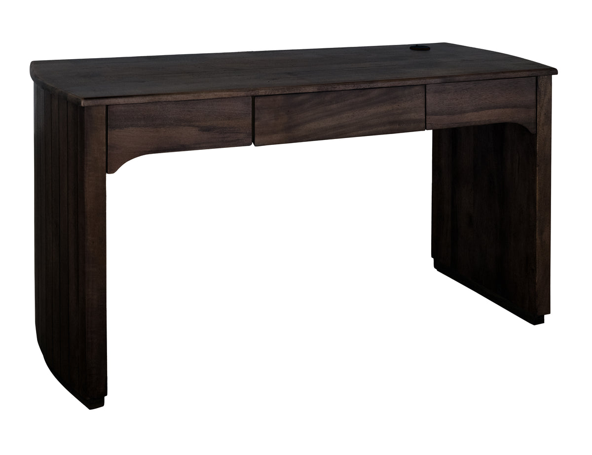 Dark Mezquite Desk, Black, 3 Drawer