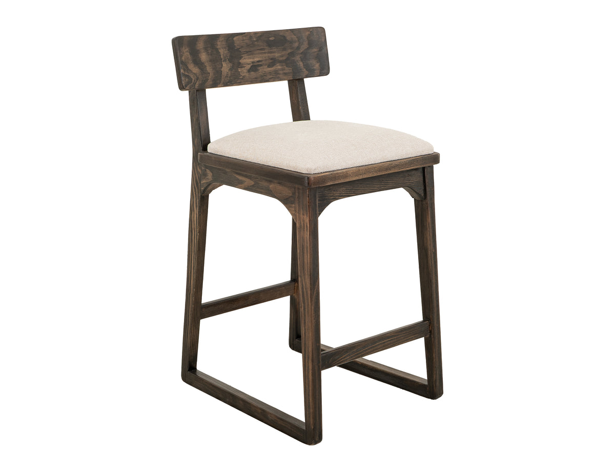 Black Balam Upholstered Barstool, Black, 24"