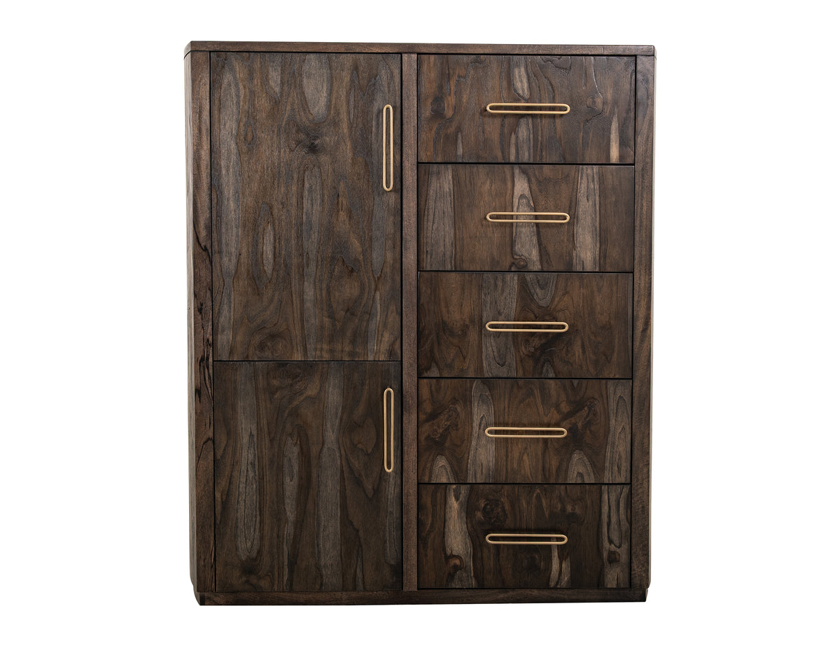 Black Balam Gentleman Chest, Black, 5 Drawer & 2 Door Gentleman's Chest