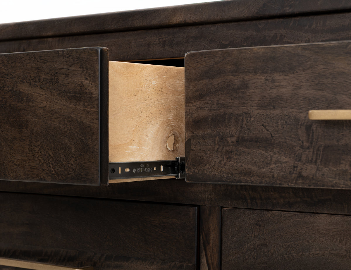 Dark Mezquite Dresser, Black, 6 Drawer - IFD6631DSR