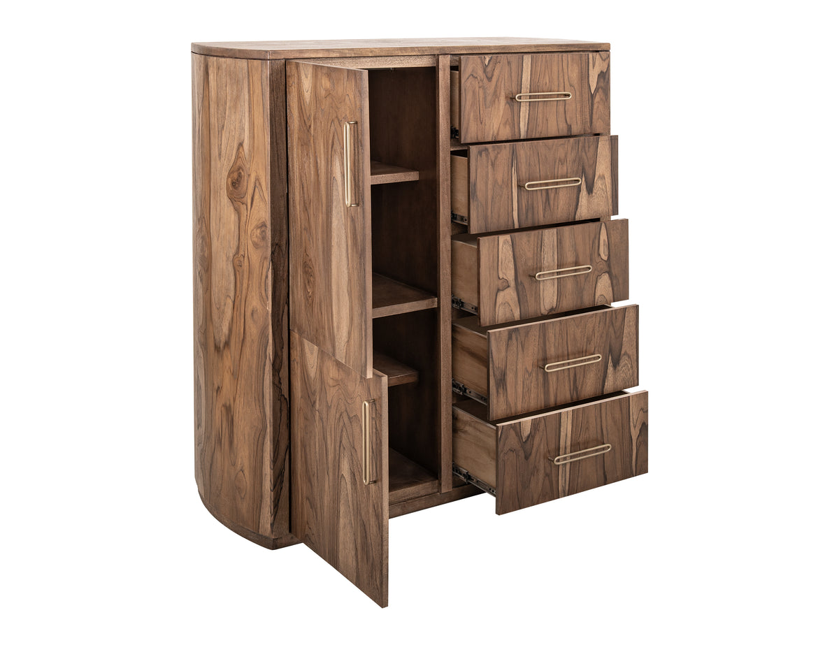Balam Gentleman Chest, Brown, 5 Drawer & 2 Door Gentleman's Chest
