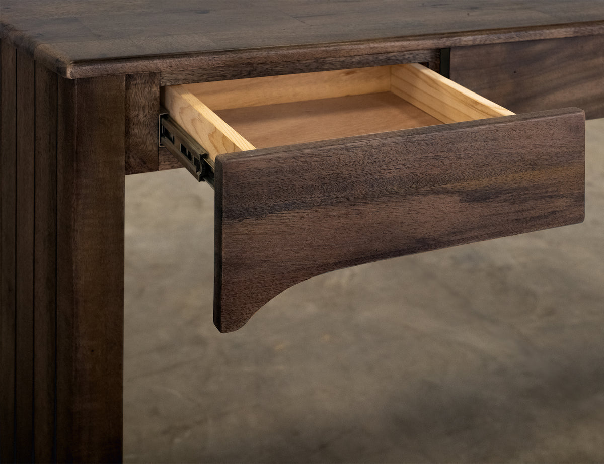 Dark Mezquite Desk, Black, 3 Drawer