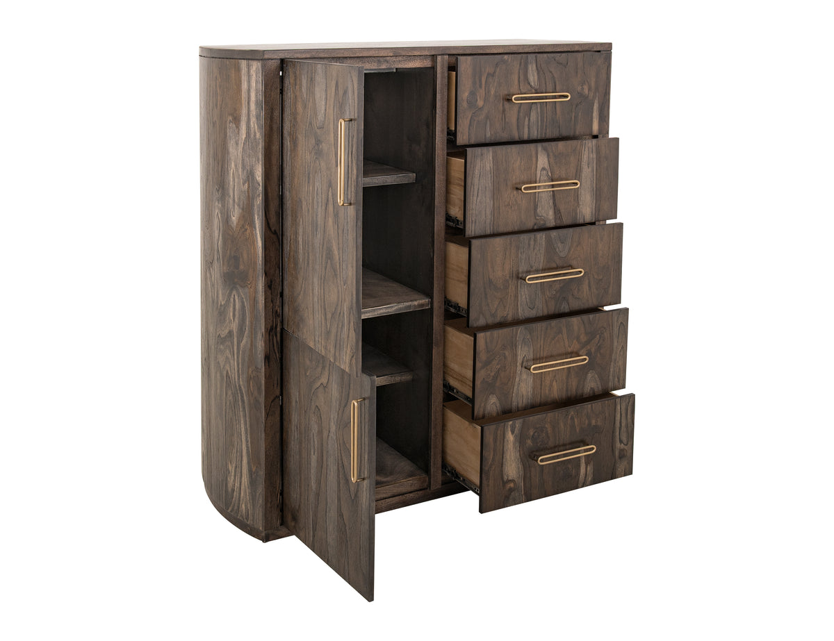 Black Balam Gentleman Chest, Black, 5 Drawer & 2 Door Gentleman's Chest
