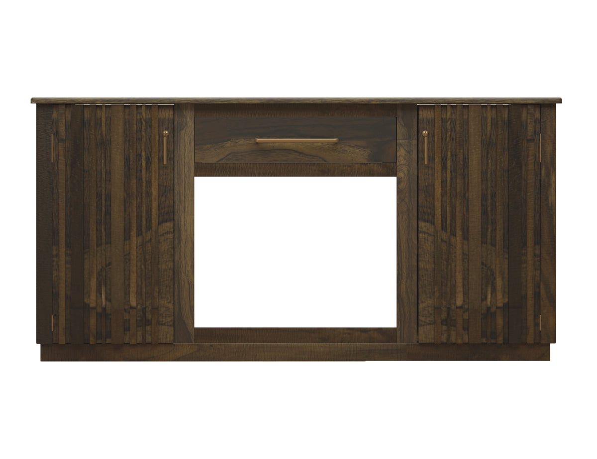 Dark Mezquite TV Stand, Black, 1 Drawer, 2 Doors Fireplace TV