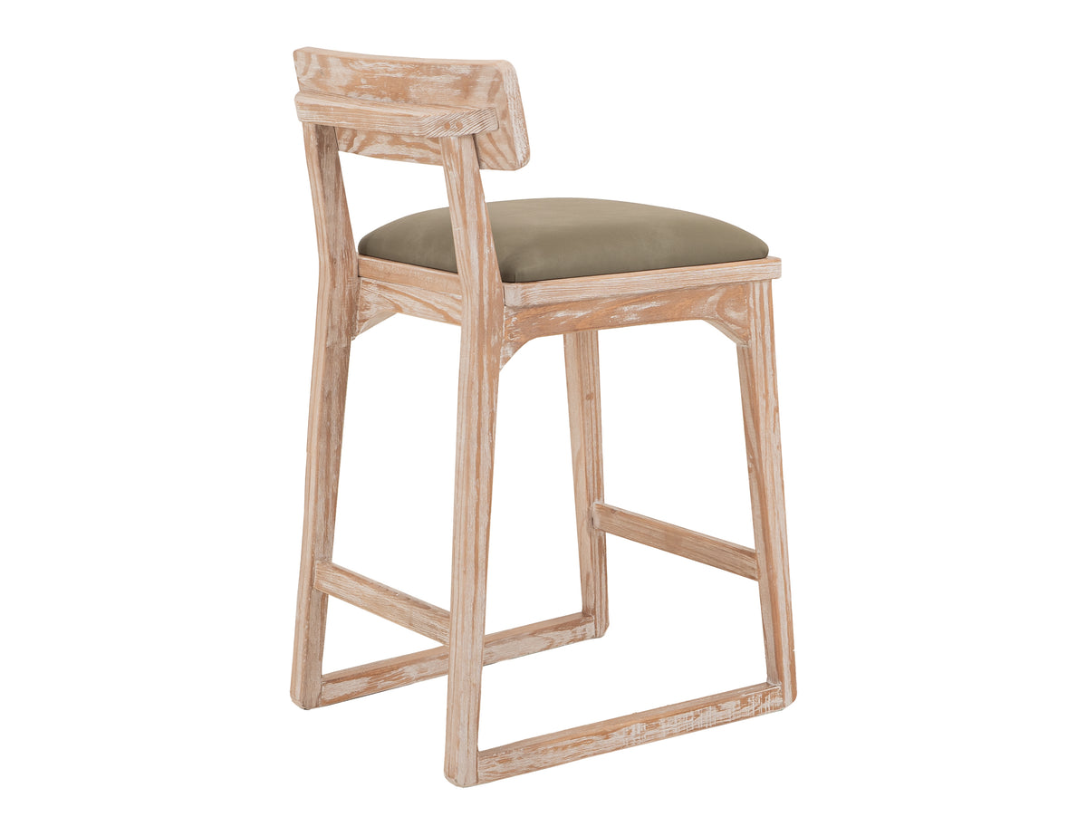White Balam Upholstered Barstool, White, 30"