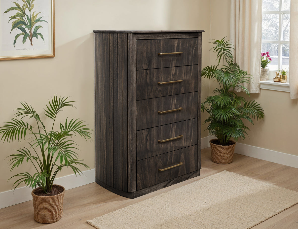 Dark Mezquite Chest, Black, 5 Drawer - IFD6632CHT