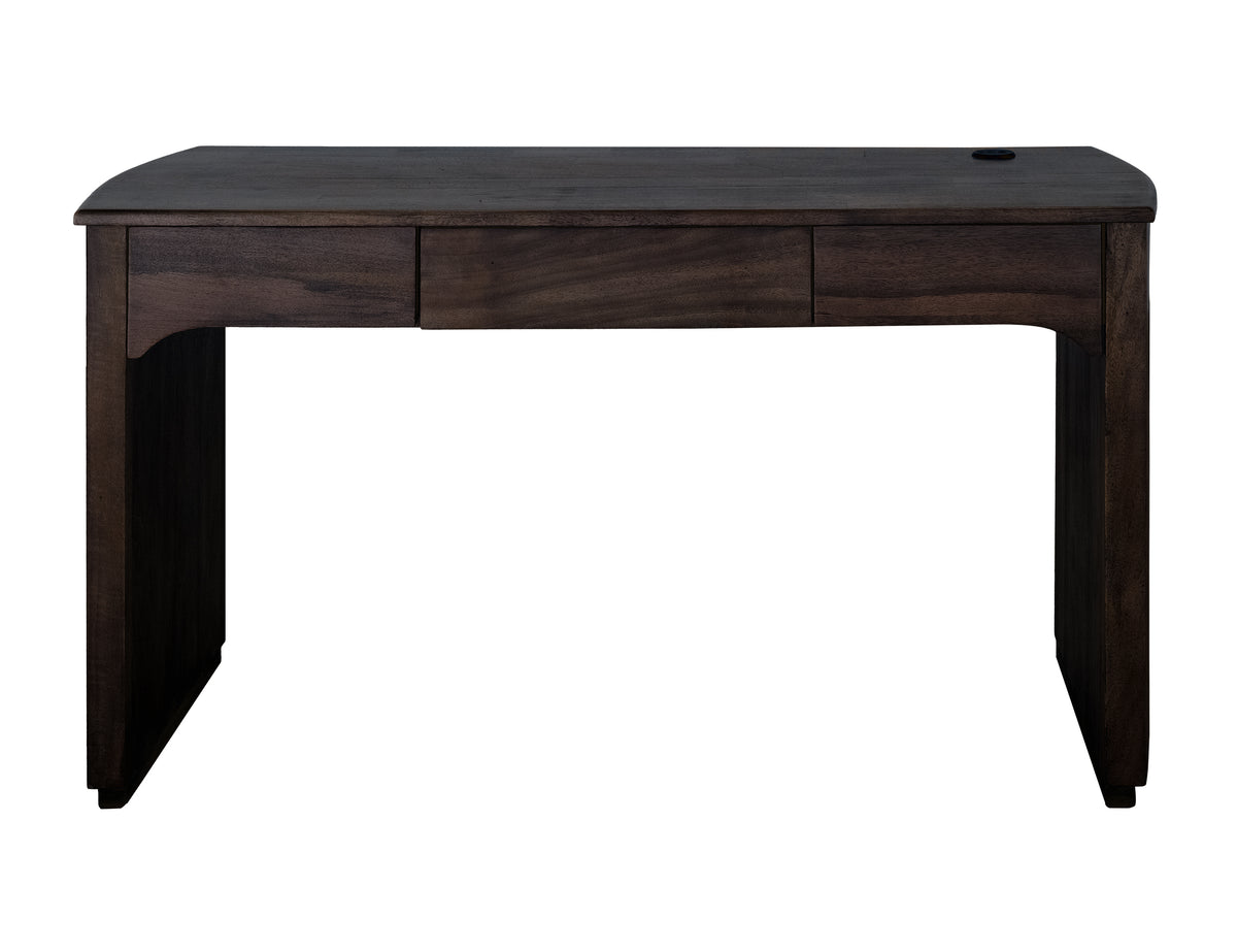 Dark Mezquite Desk, Black, 3 Drawer