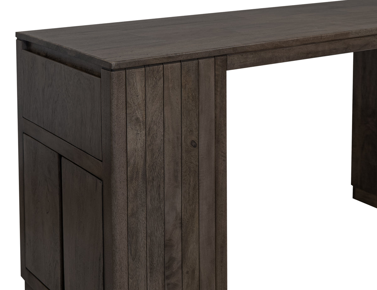 Dark Mezquite Kitchen Island, Black, 2 Drawer 4 Door