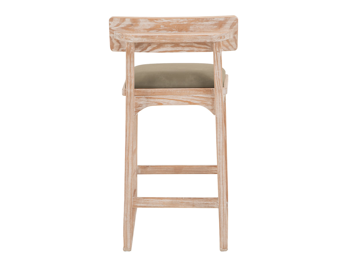 White Balam Upholstered Barstool, White, 30"