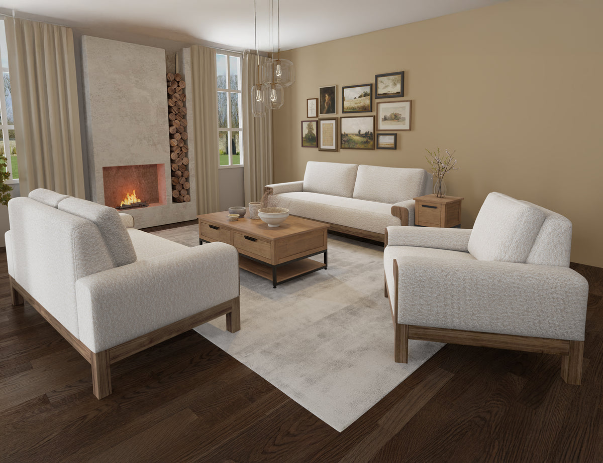 Sedona Loveseat, Beige, Wooden Frame & Base - IUP966-LOV-101