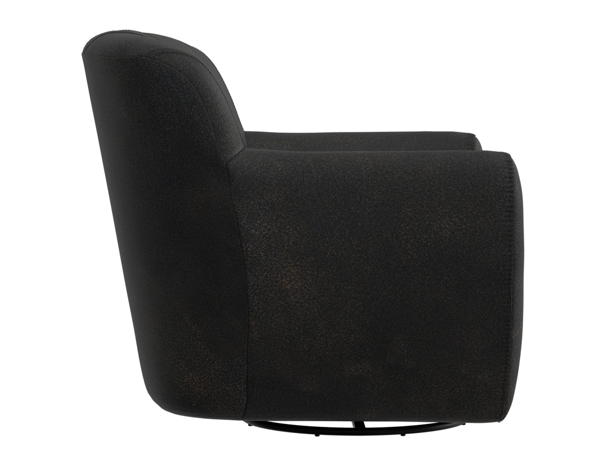 Tamesis Armchair, Black, Wooden Frame & Metal Base, 360 Degree Swivel Accent Chair