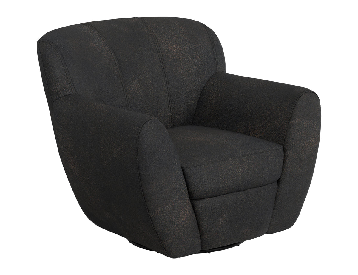 Tamesis Armchair, Black, Wooden Frame & Metal Base, 360 Degree Swivel Accent Chair